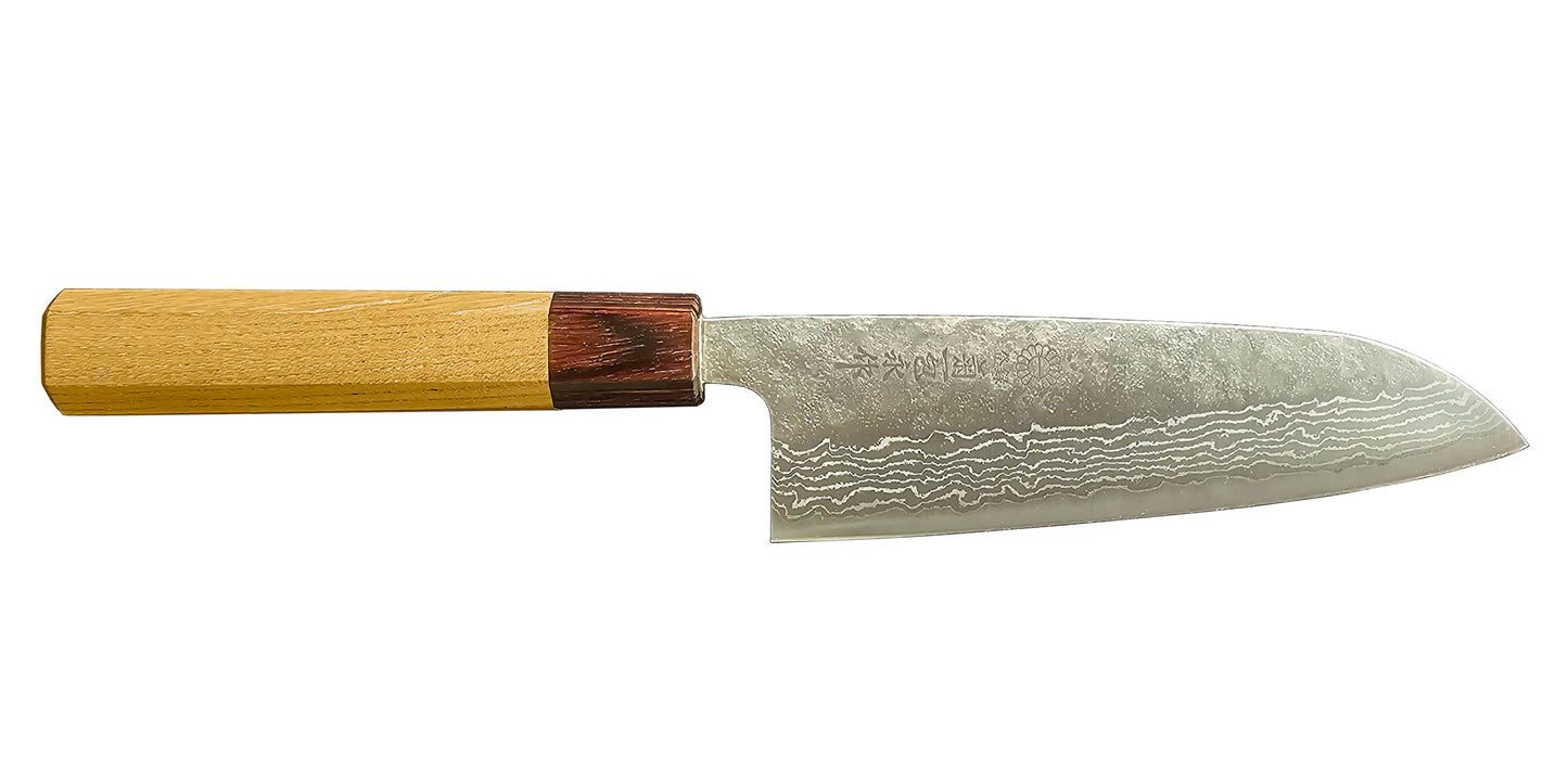 Zelkova Handle 440C Stainless Damascus Santoku