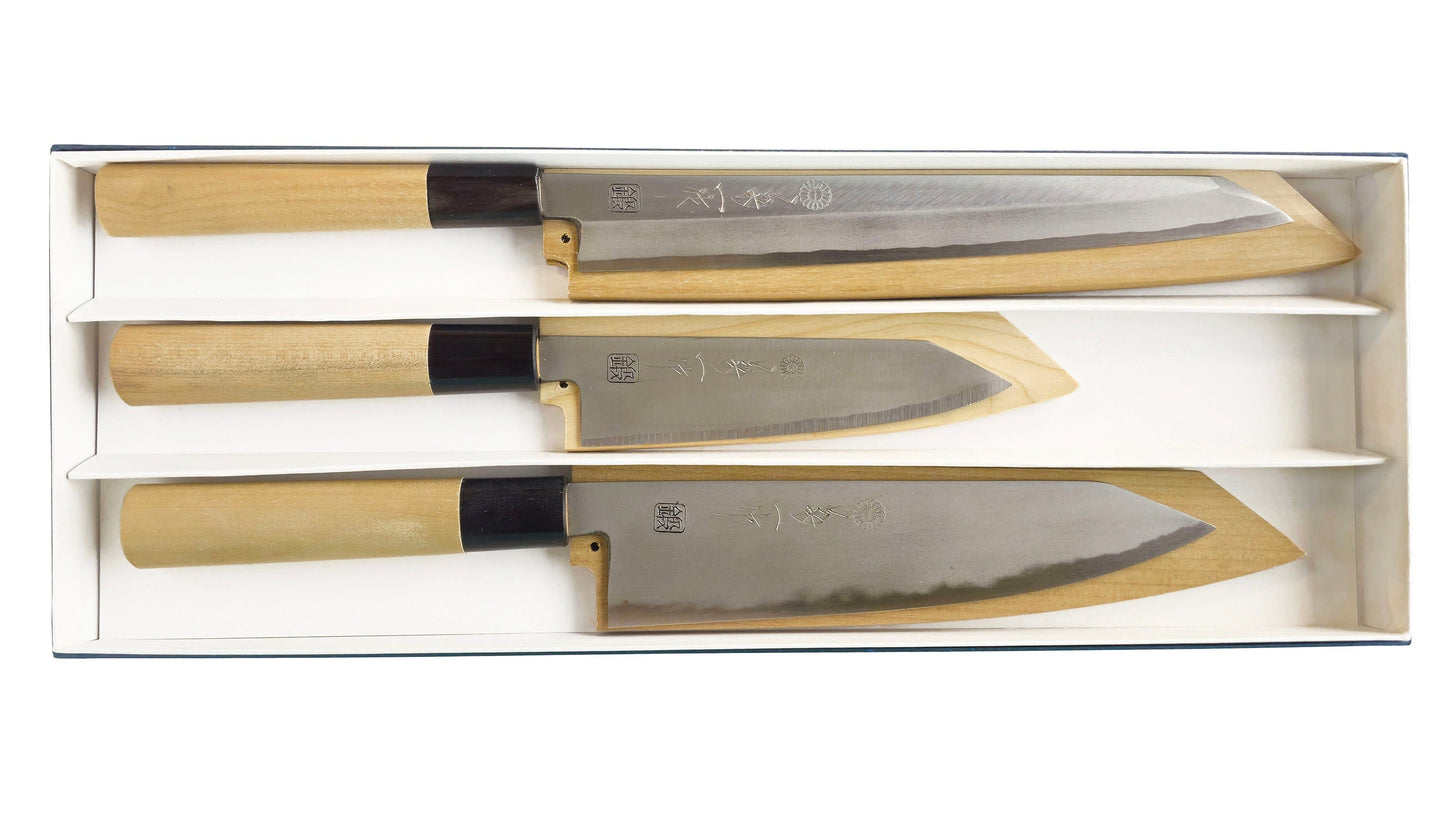 Kokaji White Carbon Kiritsuke 3 Knife Set