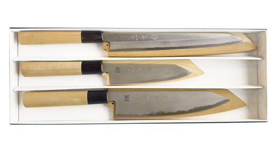 Kokaji White Carbon Kiritsuke 3 Knife Set