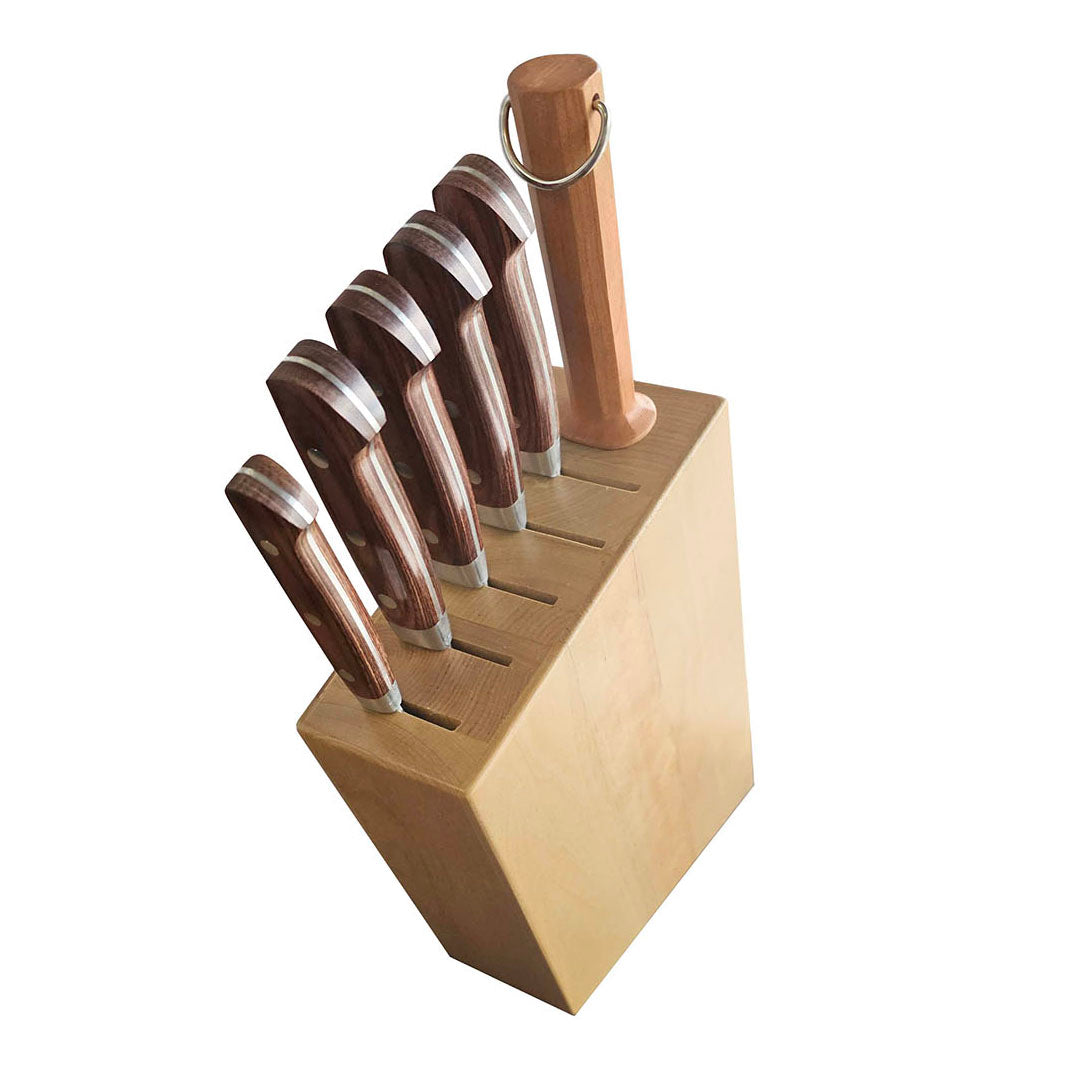 BLOCK Set 5 Knives, 1 Honing Rod, Knife Block, WDT Series Knives