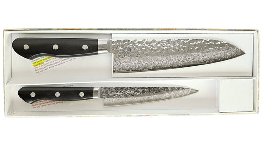 YSP Series Warikomi Damascus Tsuchime Petty & Santoku set