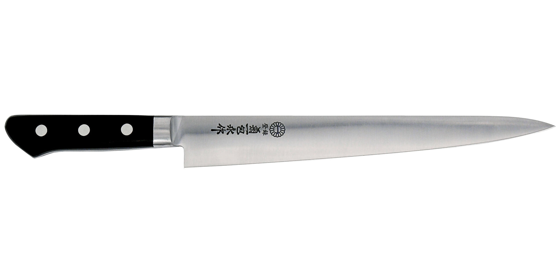 Kikuichi Cutlery Carbon Steel Series Sujihiki. Available in sizes 24 cm and 27 cm.