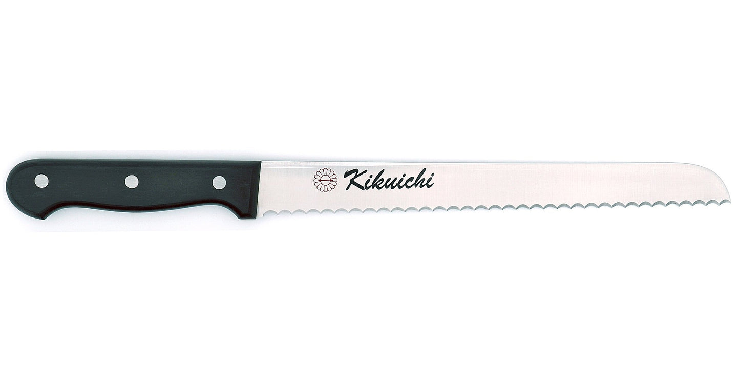 Kikuichi Cutlery Molybdenum Stainless Steel Bread Knife. Available in sizes 25 cm and 30 cm.