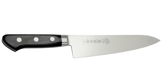 Kikuichi Cutlery Molybdenum Stainless Steel Gyuto. Chef's knife available in sizes 18 cm, 21 cm, 24 cm, 27 cm, and 30 cm.
