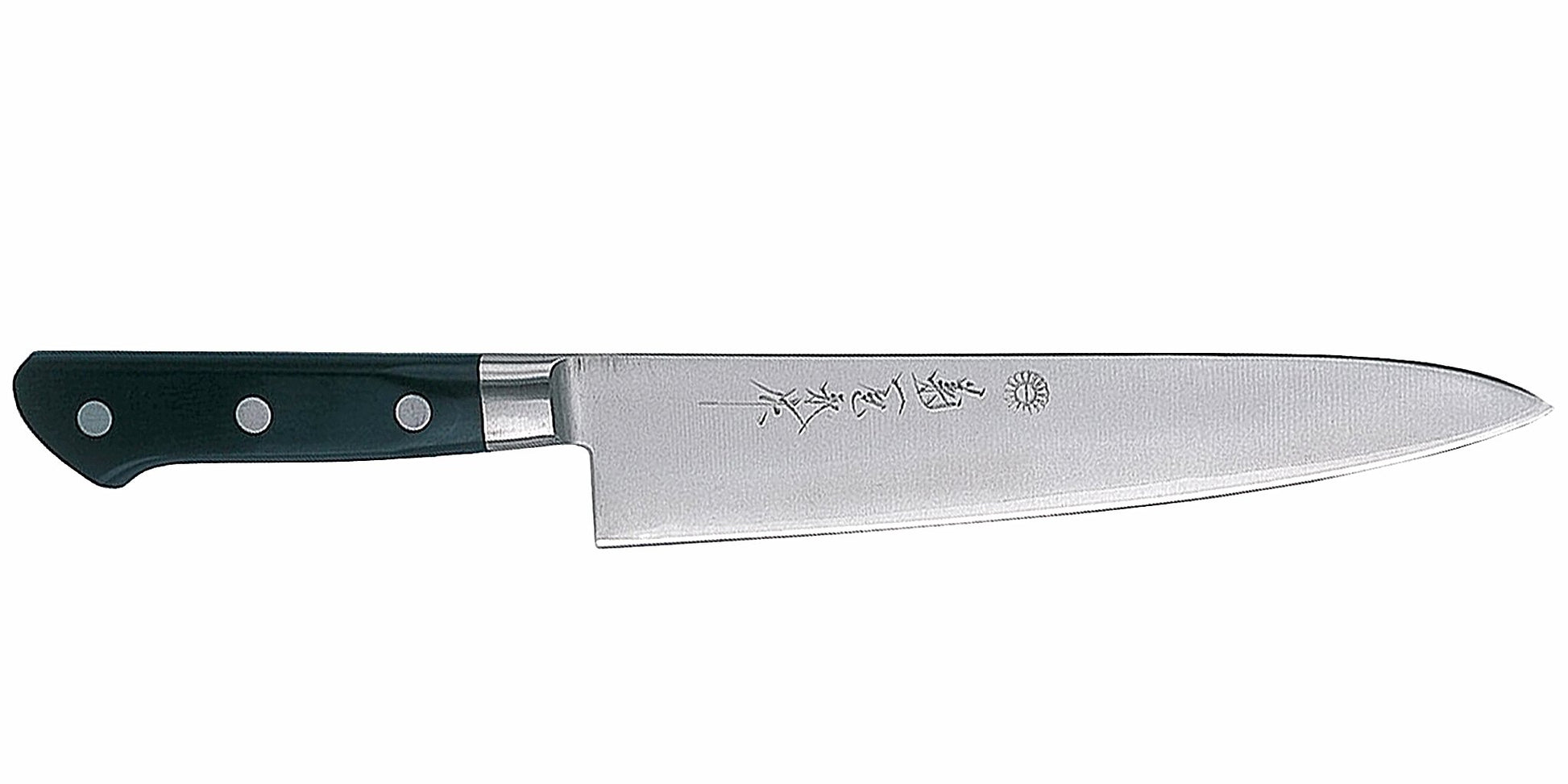 Kikuichi Cutlery Gold Warikomi (GS Series) gyuto.  Stainless steel chef's knife available in sizes 18 cm, 21 cm, 24 cm, 27 cm, 30 cm, and 33 cm.