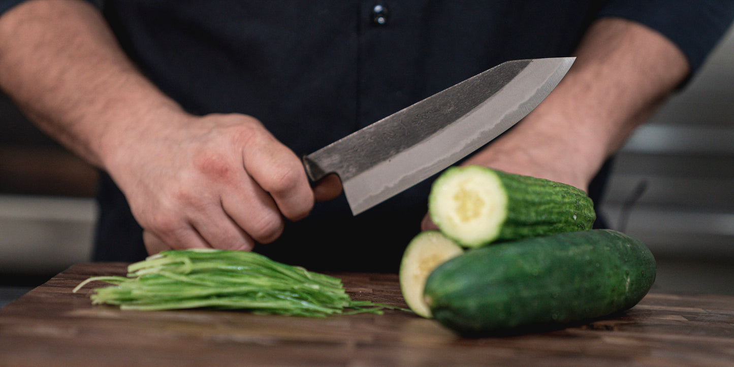 KURO Kurouchi Carbon Steel Clad Santoku