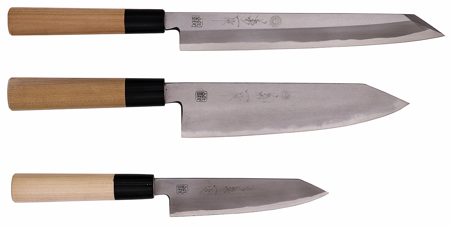 Kokaji White Carbon Kiritsuke 3 Knife Set