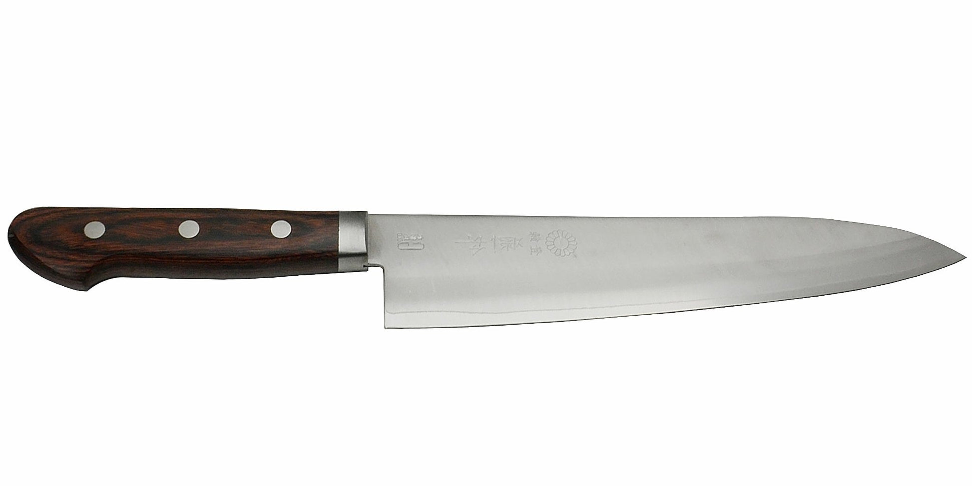 Kikuichi Cutlery Elite Warikomi Gold (WG Series) Gyuto. Chef's knife made of VG1 stainless steel. Available in sizes 21 cm and 24 cm.