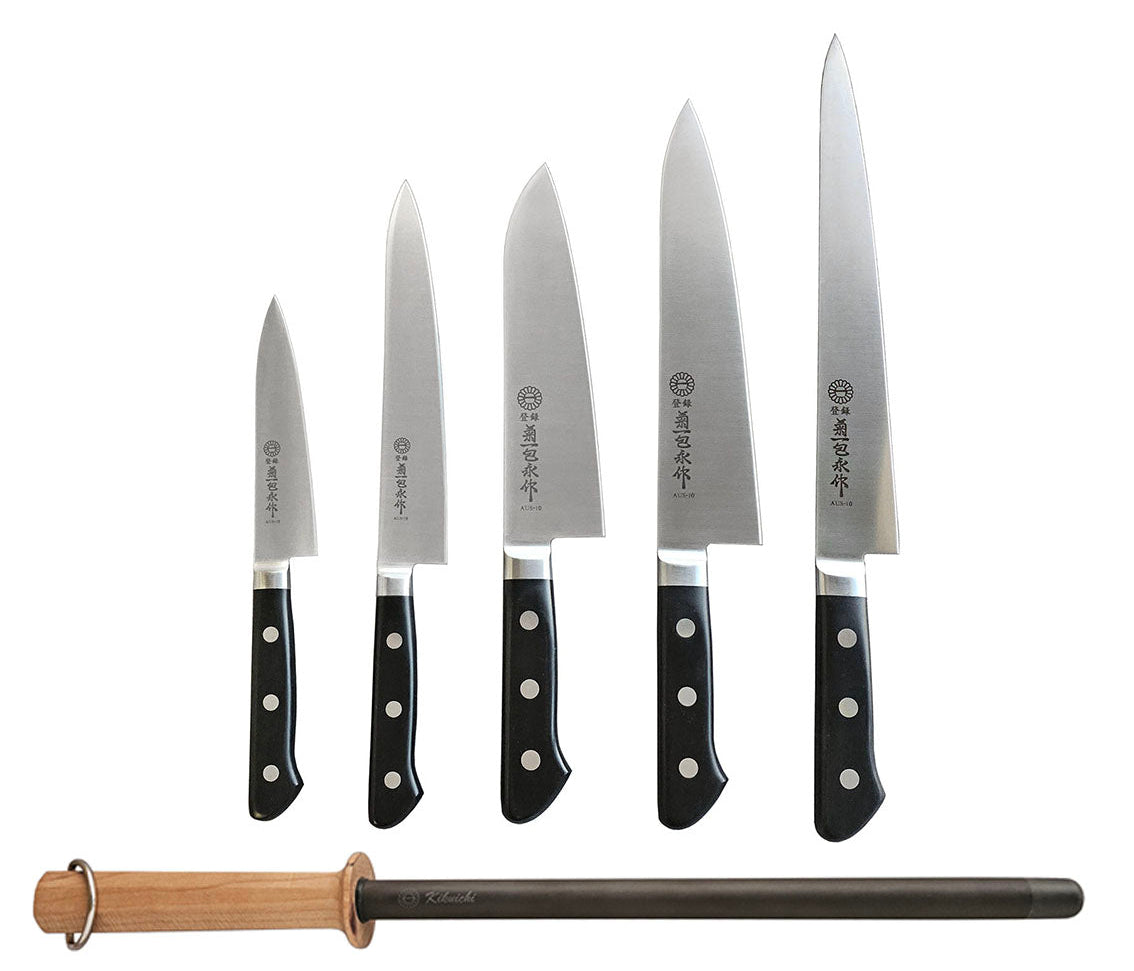 BLOCK Set 5 Knives, 1 Honing Rod, Knife Block, GM Series Knives