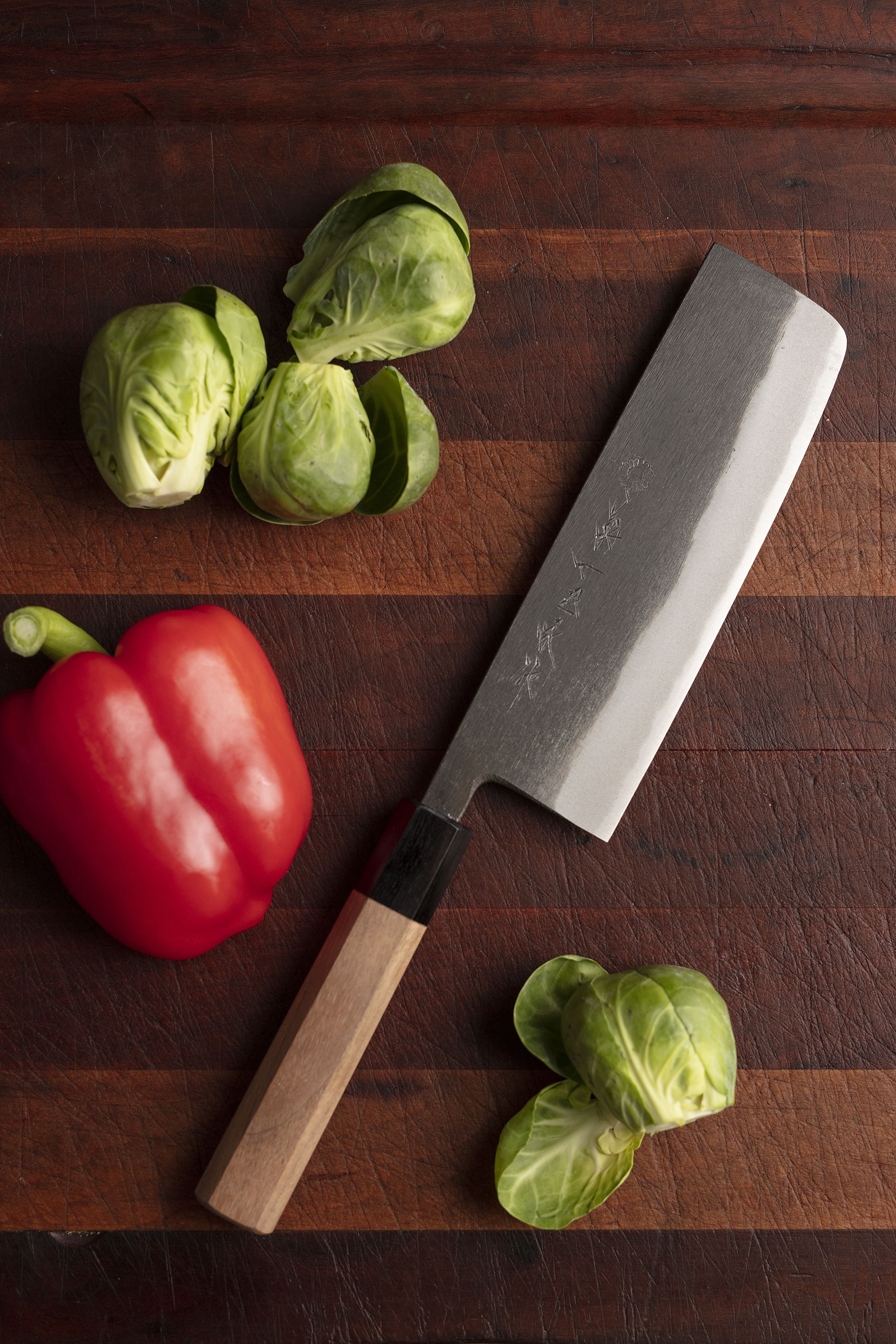 Kikuichi Cutlery KURO Kurouchi Carbon Steel Clad Nakiri