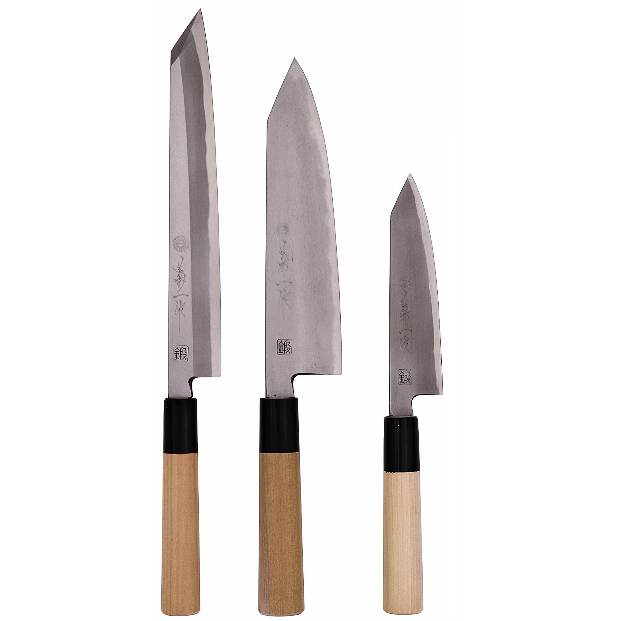 Kikuichi Cutlery Kokaji White Carbon Kiritsuke 3 Knife Set