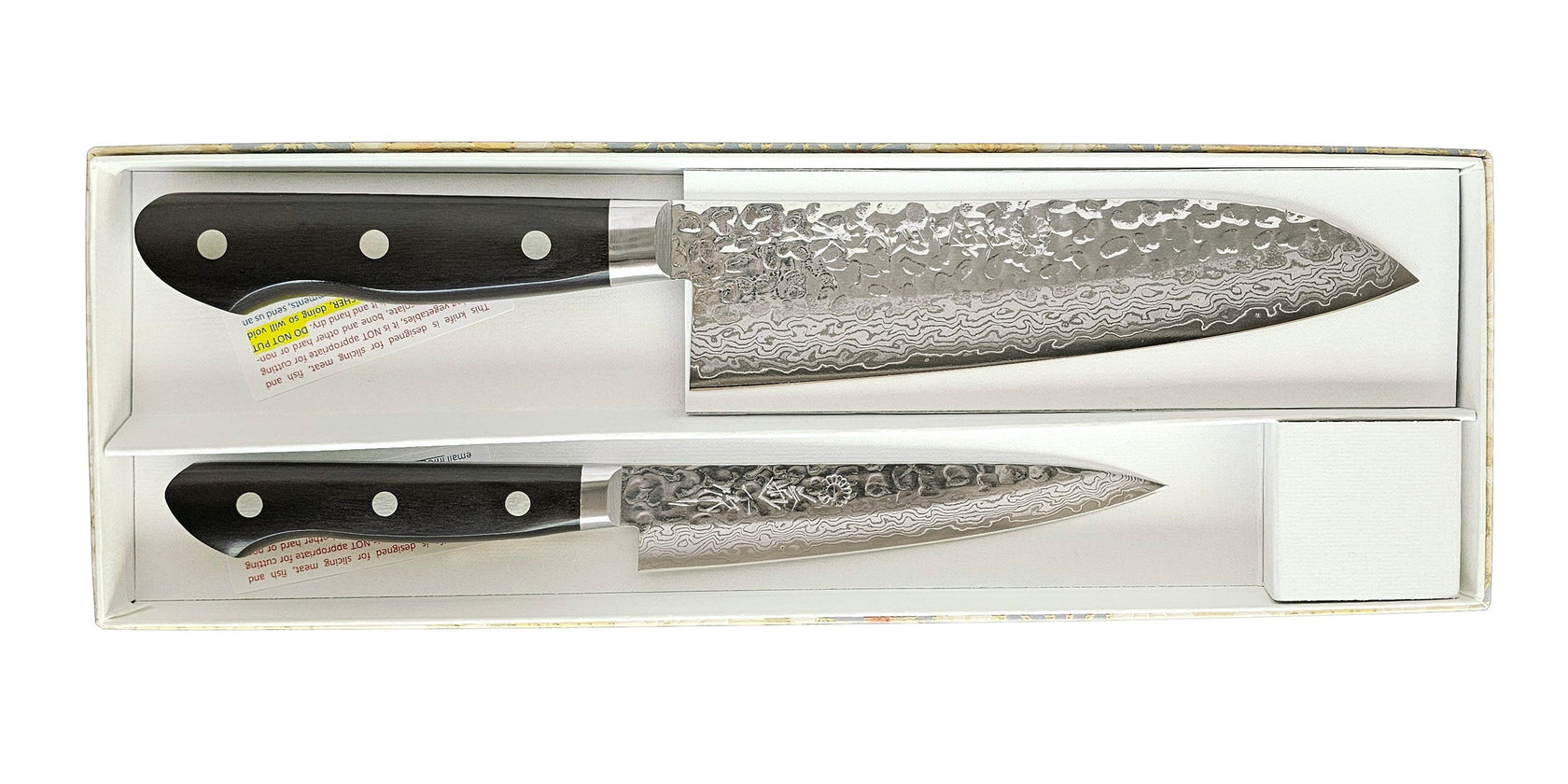 YSP Series Warikomi Damascus Tsuchime Petty & Santoku set Kikuichi