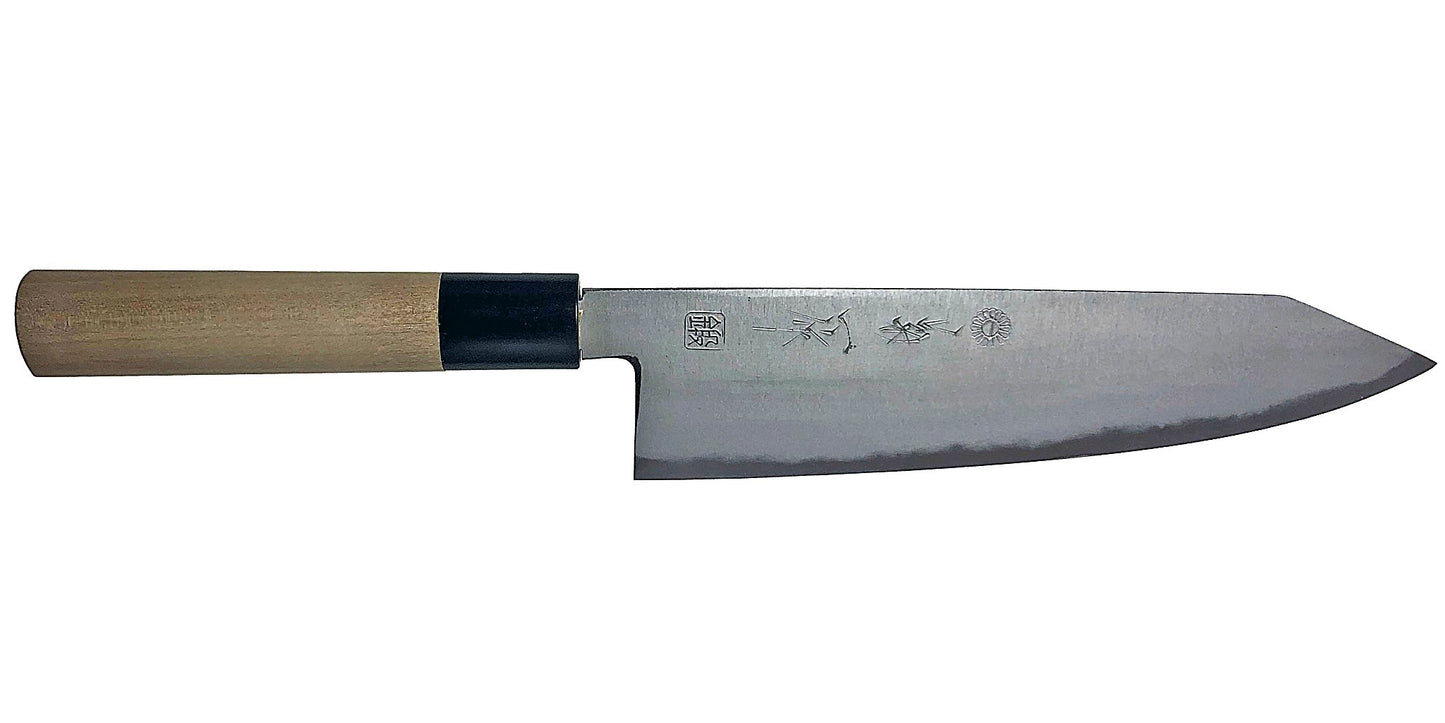 Kikuichi Cutlery Kokaji White Carbon Kiritsuke Gyuto. Chef's knife available in 21 cm.
