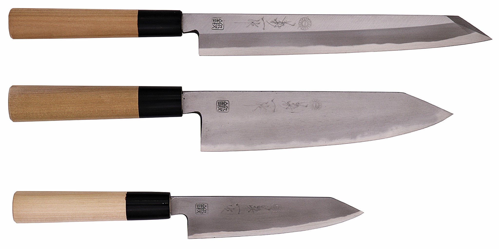 Kikuichi Cutlery Kokaji White Carbon Kiritsuke 3 Knife Set