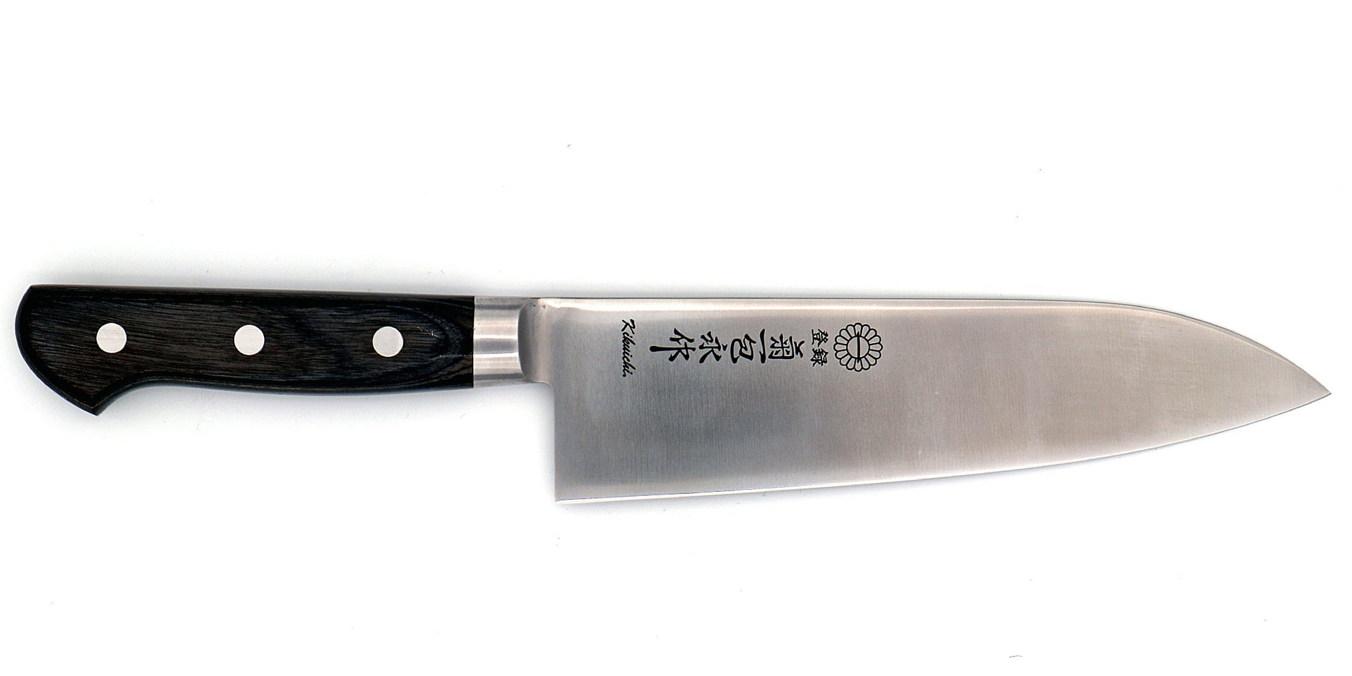 Kikuichi Cutlery SEM Series Semi-Stainless Santoku. High carbon stainless steel all purpose knife available in 18 cm.