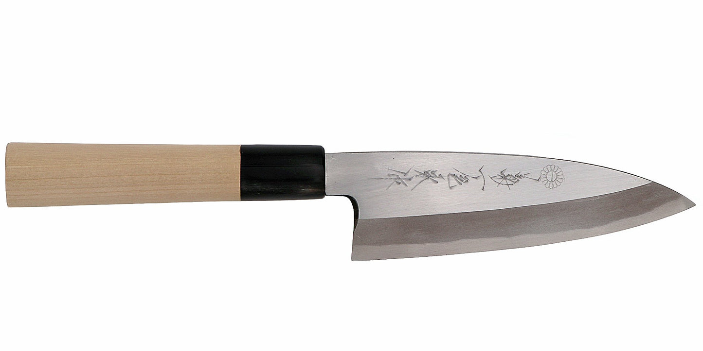 Kikuichi Cutlery Tatsutogi Series Funayuki. Traditional Japanese all purpose knife made of SK carbon steel.  Available in 15 cm.