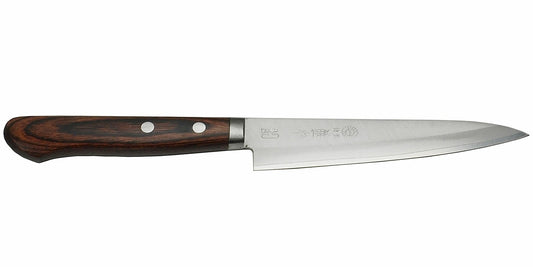 Kikuichi Cutlery Elite Warikomi Gold (WG Series) Petty. Made of VG1 stainless steel. Available in 13 cm.