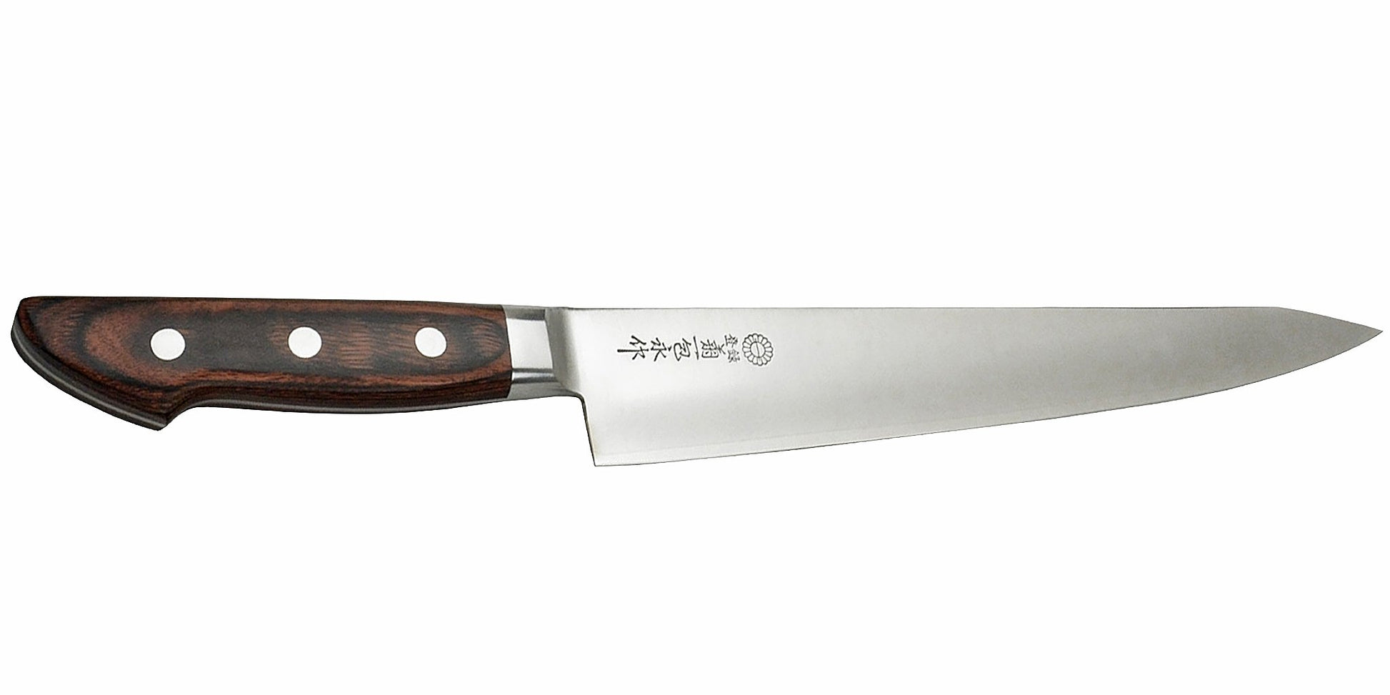 Kikuichi Cutlery Elite Warikomi Gold (WG Series) Sujihiki. Slicing knife made of VG1 stainless steel. Available in sizes 21 cm, 24 cm, and 27 cm.